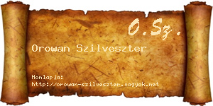 Orowan Szilveszter névjegykártya